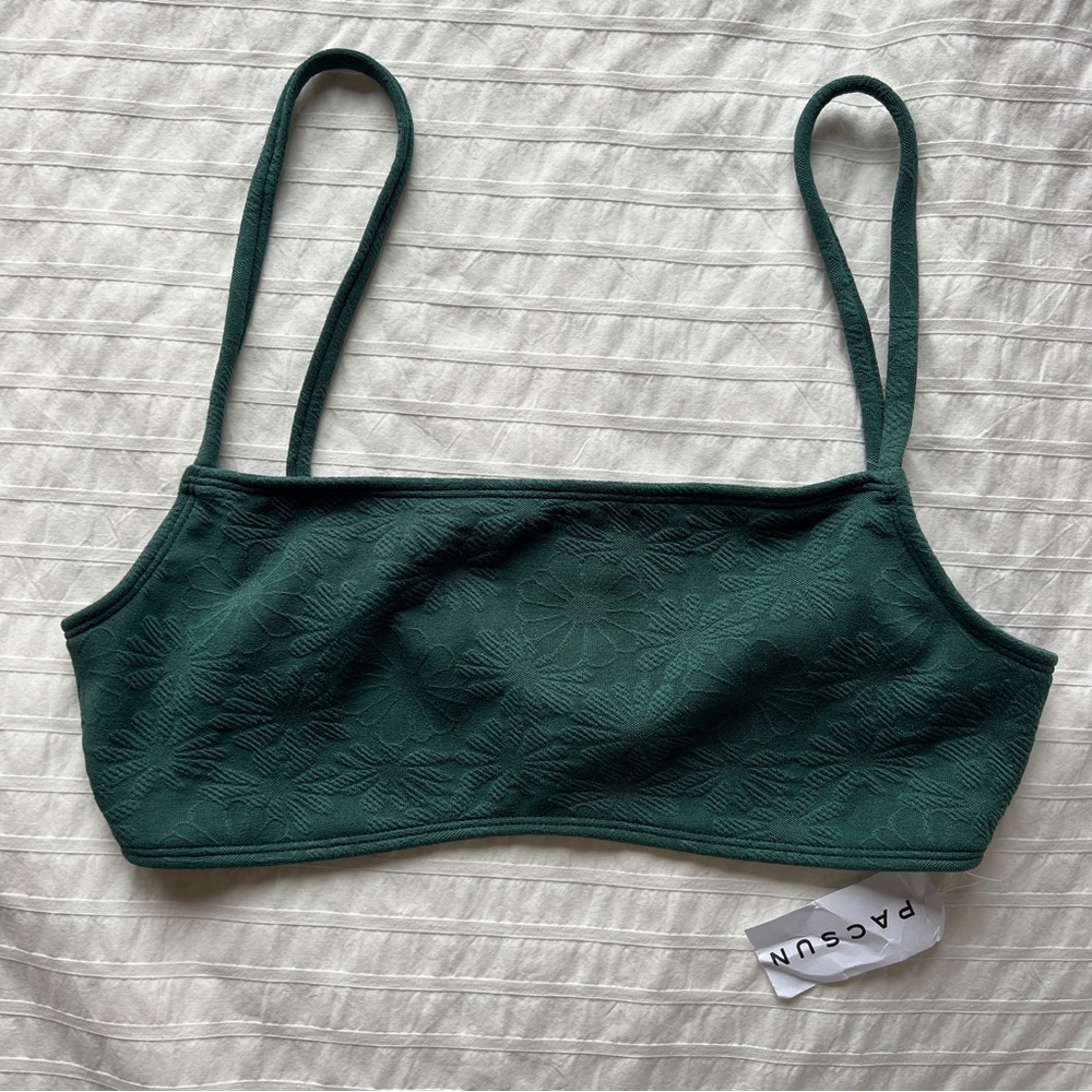 NWT LA Hearts by PacSun Green Floral Texture Bikini Top, S